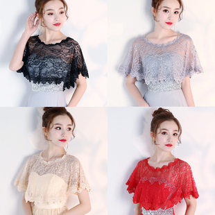 Lace shawl summer versatile short waistcoat thin bridesmaid dress shoulder yarn outer matching skirt blouse for women