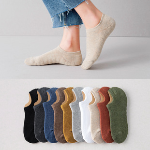 Women's towel bottom ankle socks solid color silicone non-slip women's socks spring and summer couple's shallow mouth invisible socks factory wholesale