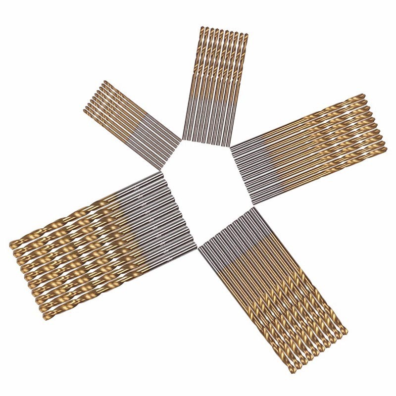メーカー直販50pcチタンメッキ麻花ドリル金色高速鋼4241直柄ドリル1-3mmセット木工穴|undefined