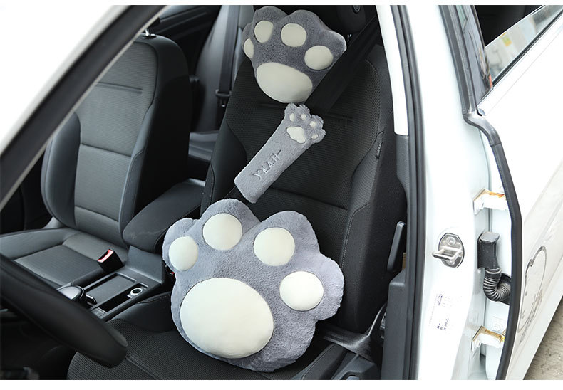 Car plush headrest cute cat claw car neck pillow back cushion fashion car female decoration supplies wholesale_voghion.com