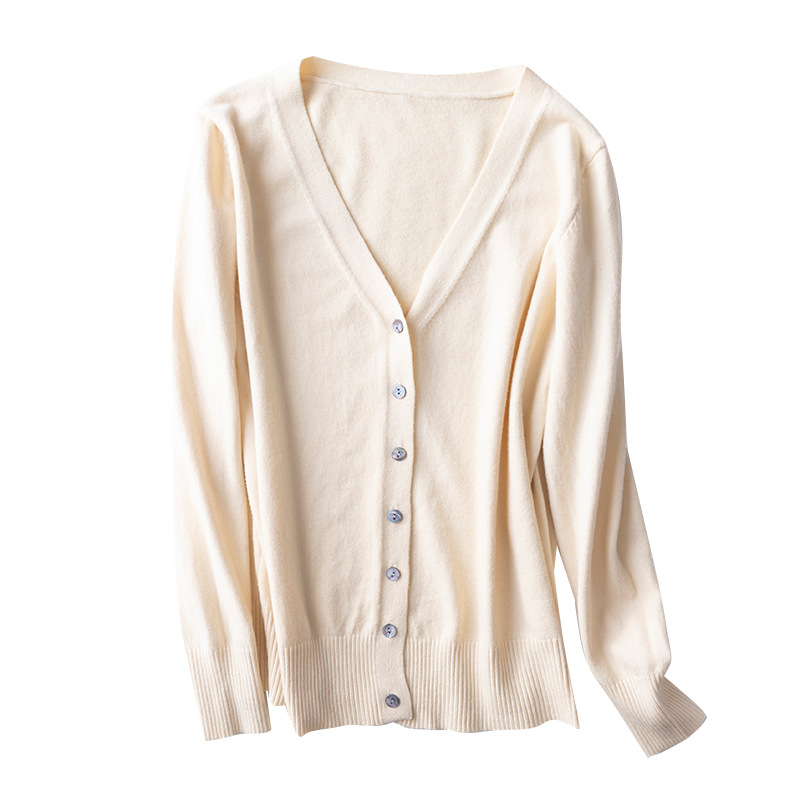 Women's 2023 Spring and Autumn New Korean version of the V-neck sweater coat long sleeve stretch velvet cardigan sweater wholesale