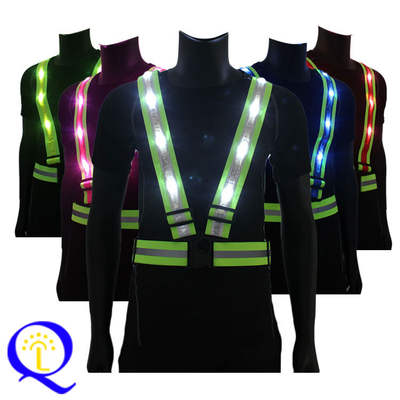 Outdoor night running equipment riding traffic safety construction reflective clothing LED luminous vest USB charging warning strap