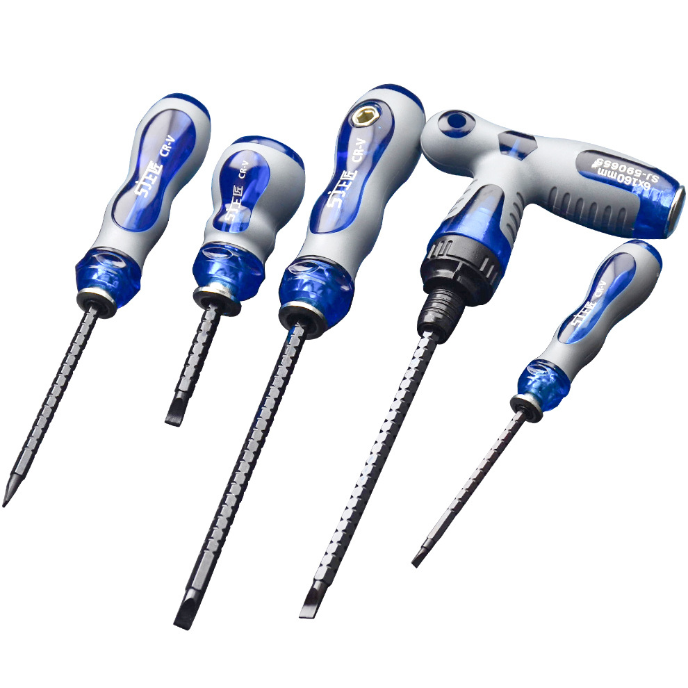 Shangjiang retractable ratchet three-purpose screwdriver screwdriver double-headed screwdriver dual-purpose screwdriver cross screwdriver head strong magnetic