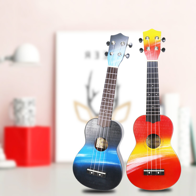 Map ukulele cartoon painted hand-painted ukulele musical instrument factory custom processing logo21 inch beginner