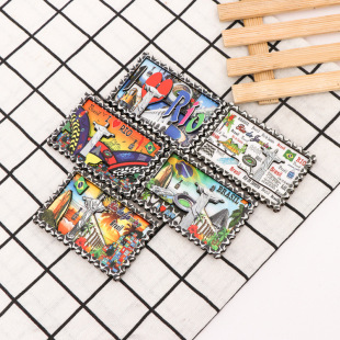 Factory supply double color wooden refrigerator magnets creative stamp shape 3D three-dimensional density board refrigerator magnets wholesale