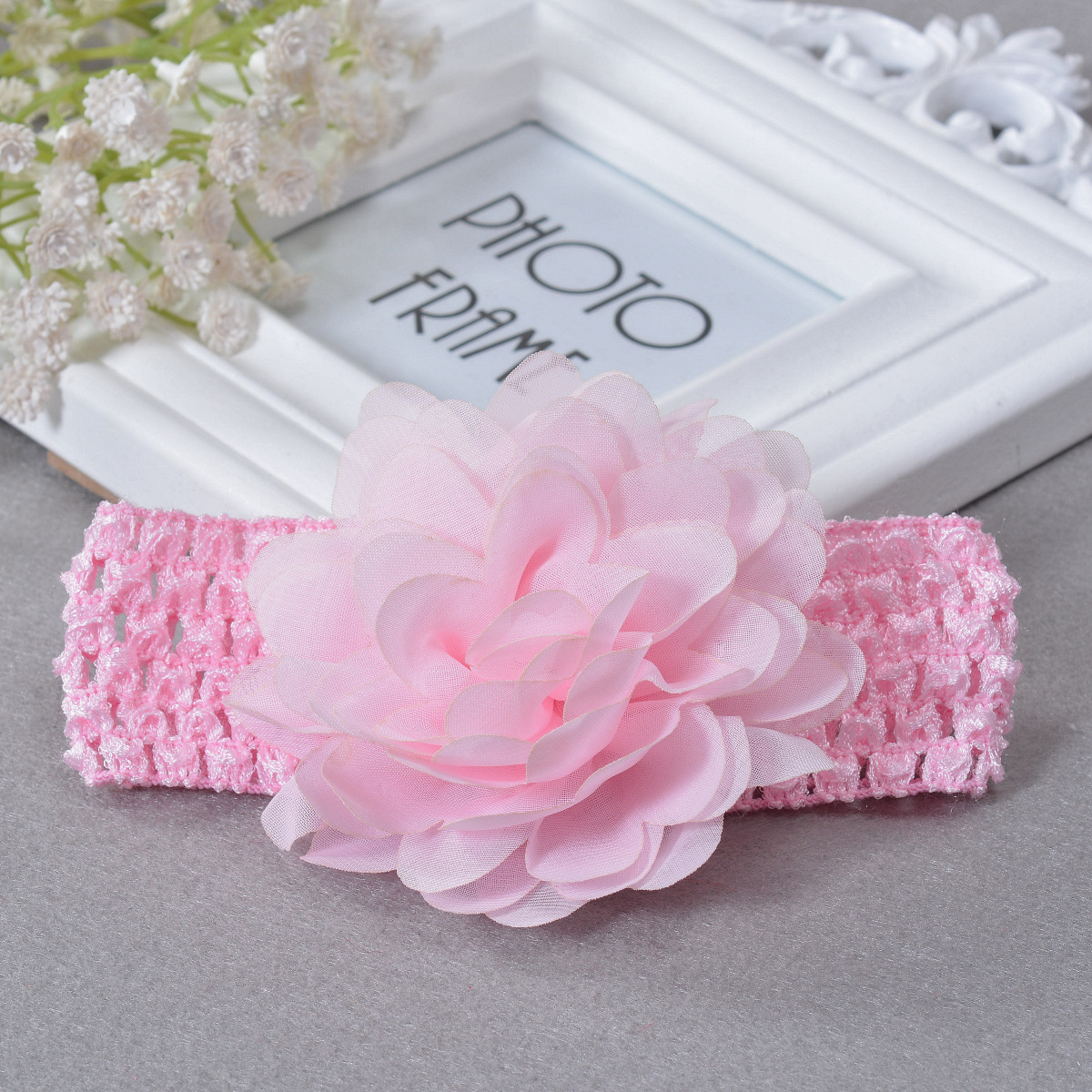 FD11 Baby Korean Style Hair Band Hair Accessories Red Pink White Beige Purple Chiffon Flower Hair Band Stingy Band Headwear