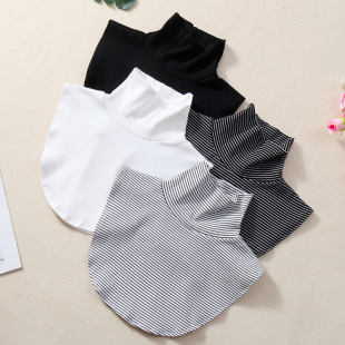 Korean Style Fake Collar Women's Knitted Striped Fake Collar Autumn and Winter Sweater Decorative Collar All-match High Collar Scarf Neck Protection Fashion