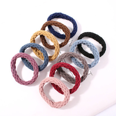 Korean Simple Head Rope High Elastic Rubber Band Adult Hair Tie 10 Pack Seamless Hair Band Thick Hair Rope