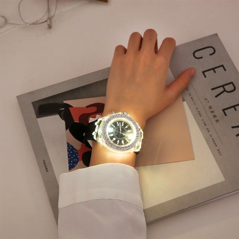 Luminous Fashion Colorful LED Luminous Watch Men's and Women's Student Watch Men's and Women's Student Fluorescent Quartz Watch