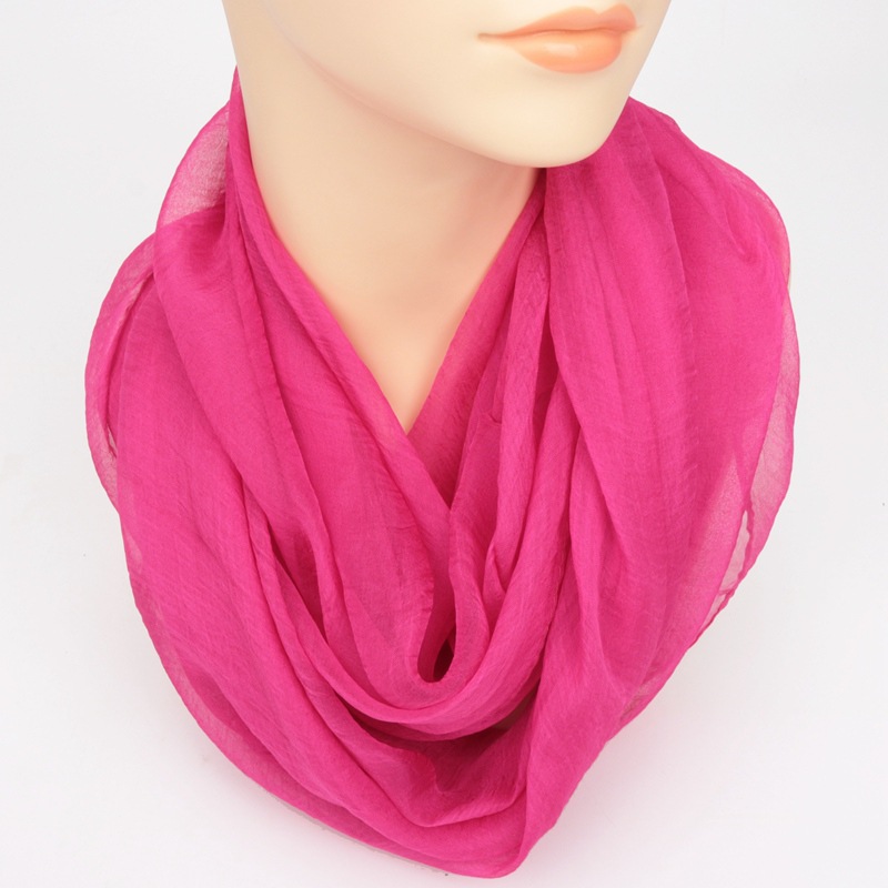 Autumn and Winter Chiffon Turtleneck Scarf Solid Color All-match Neck Protection Silk Scarf Mother Decorative Scarf Soft Thin Scarf