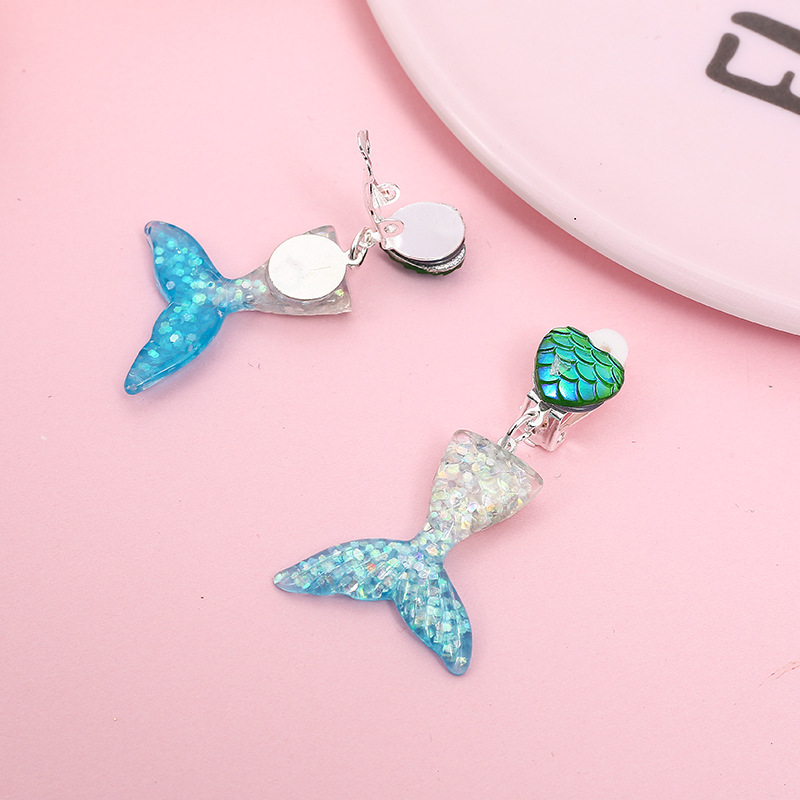 Children's Ear Clip Ocean Wind Gradient Cute Cartoon Princess Children's Baby Earrings All-match Earrings without Ear Holes