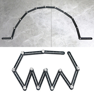 Multi-functional special-shaped brick paving tile artifact twelve folding ruler masonry floor tile tool aluminum alloy four folding ruler