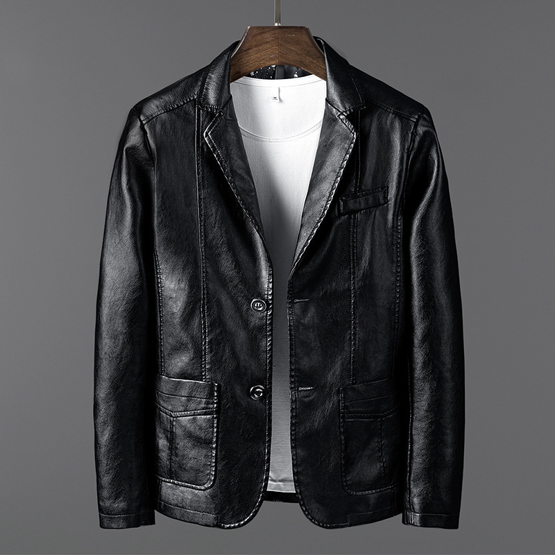 Autumn and Winter Men's Leather Clothing Korean Style Slim Fit Motorcycle Leather Suit PU Leather Jacket Trendy Casual Men's Business Jacket Men's