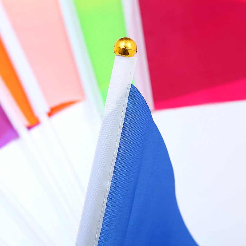 No.8 14*21cm solid pole triangle colorful flag command flag local flag polyester small red flag morning exercise flag hand waving flag