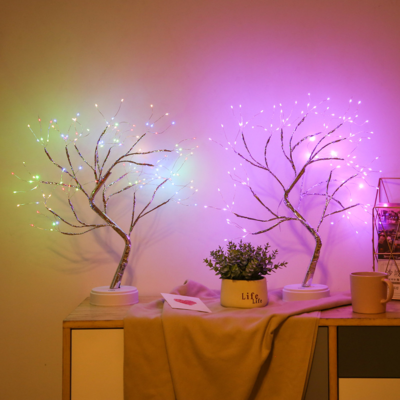 Explosive Amazon creative led Pearl tree lamp Gypsophila touch gift bedroom Christmas decoration night light