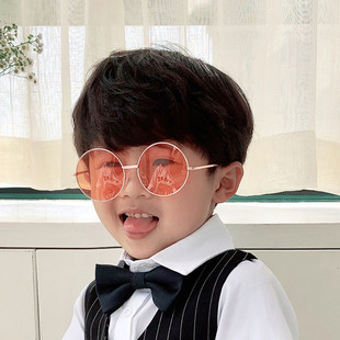 Children's Sunglasses New Retro Round Frame 2-8 Years Old Baby Glasses British Style Metal Sunglasses Sunglasses