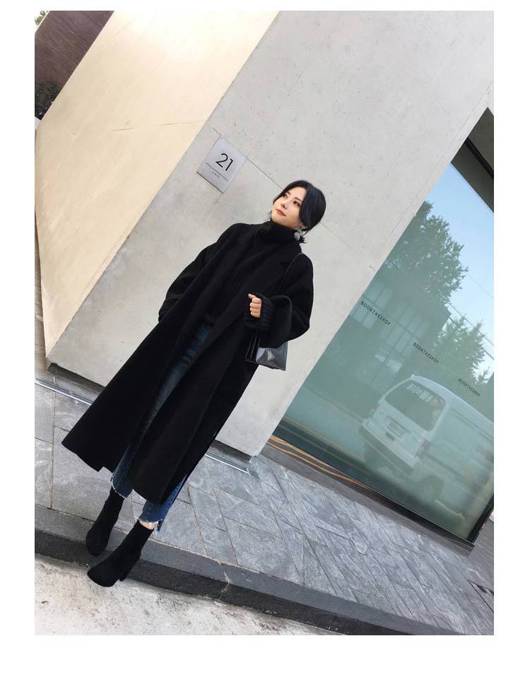 Płaszcz wełniany w stylu Hepburn, średniej długości, jesień i zima 2024 Nowy koreański styl, popularny, dwustronny, gruby płaszcz wełniany dla kobiet_voghion.com