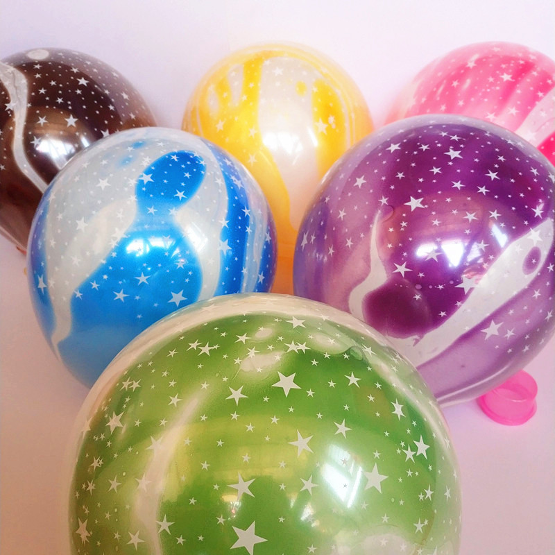 12-inch Colorful Gypsophila Balloon Double-layer Thickened Pearlescent Star Set Ball Night Market Small Gift Balloon