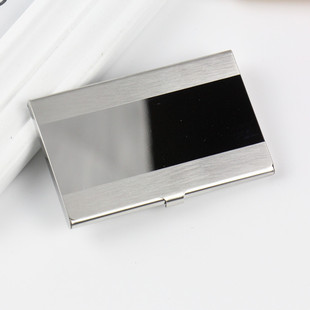 Factory direct supply metal flip brushed stainless steel business card case printing LOGO business creative men's and women's promotional gifts