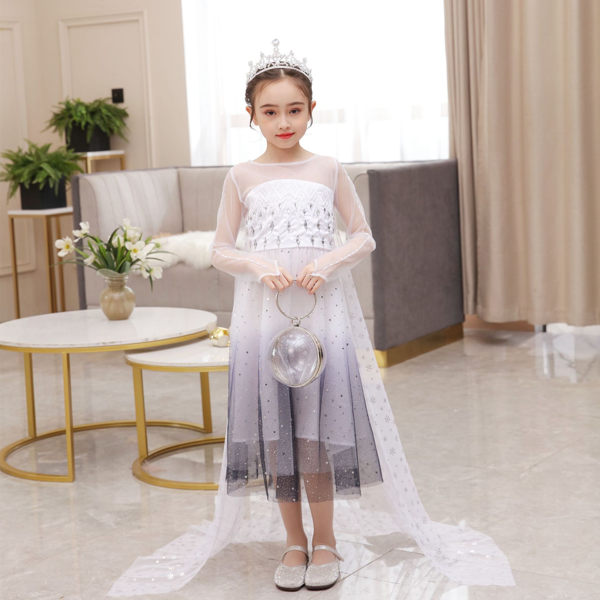 2022 spring and summer white Aisha princess dress girls dress children's dress children's clothing women's performance dress