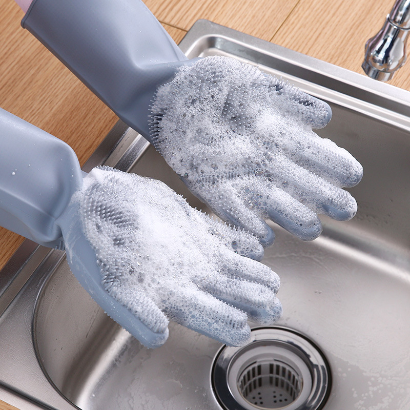Dishwashing silicone gloves kitchen brush gloves Korean magic gloves magic cleaning gloves