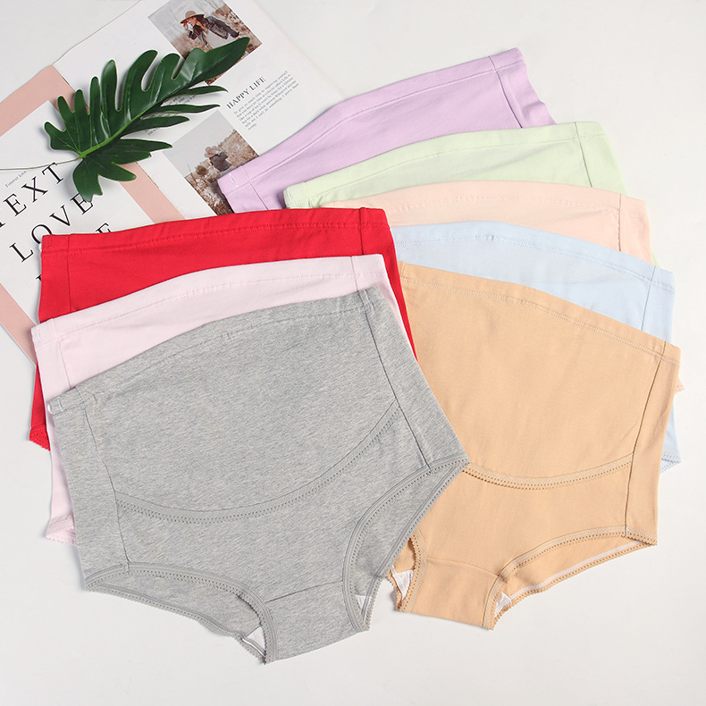 solid-color-high-waisted-maternity-panties-breathable-adjustable-abdomen-support-seamless-pregnancy-underwear
