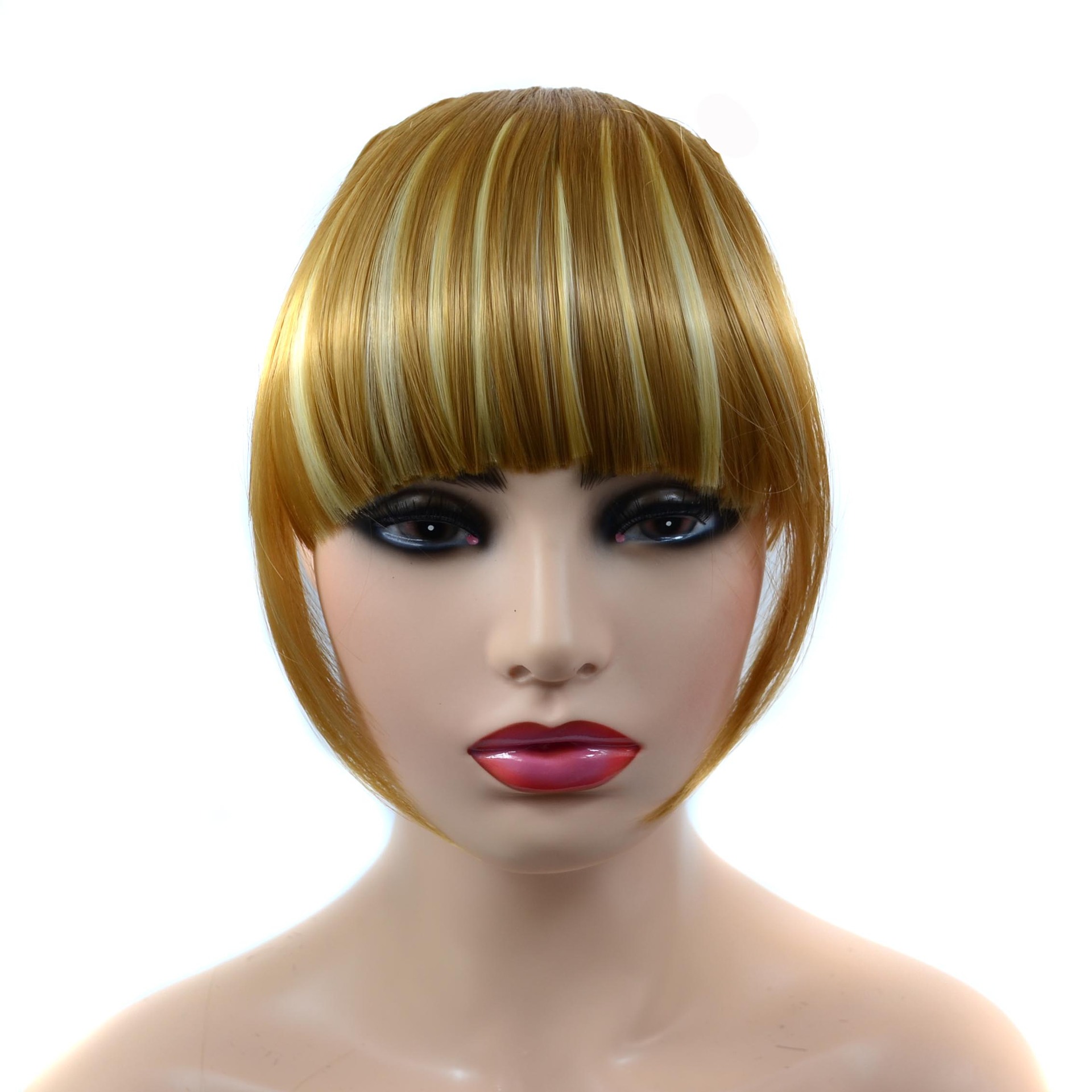 Foreign trade chemical fiber double sideburns bangs European and American wig bangs ladies wig piece high temperature matte silk double sideburns flat bangs
