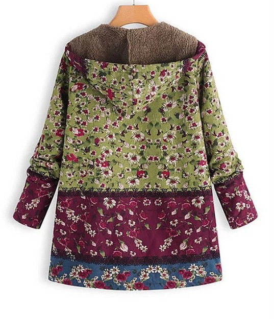 Nuovo posizionamento di abbigliamento femminile stampato cotone fodera in lana maglione con cappuccio cappotto caldo a pois_voghion.com