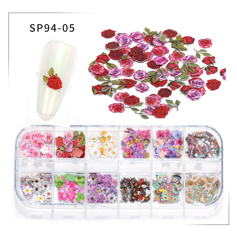 2025 Cross-border New Flower Wood Pulp Patch Nail Art Jewelry Butterfly Color Flower DIY Nail Decoration Patch