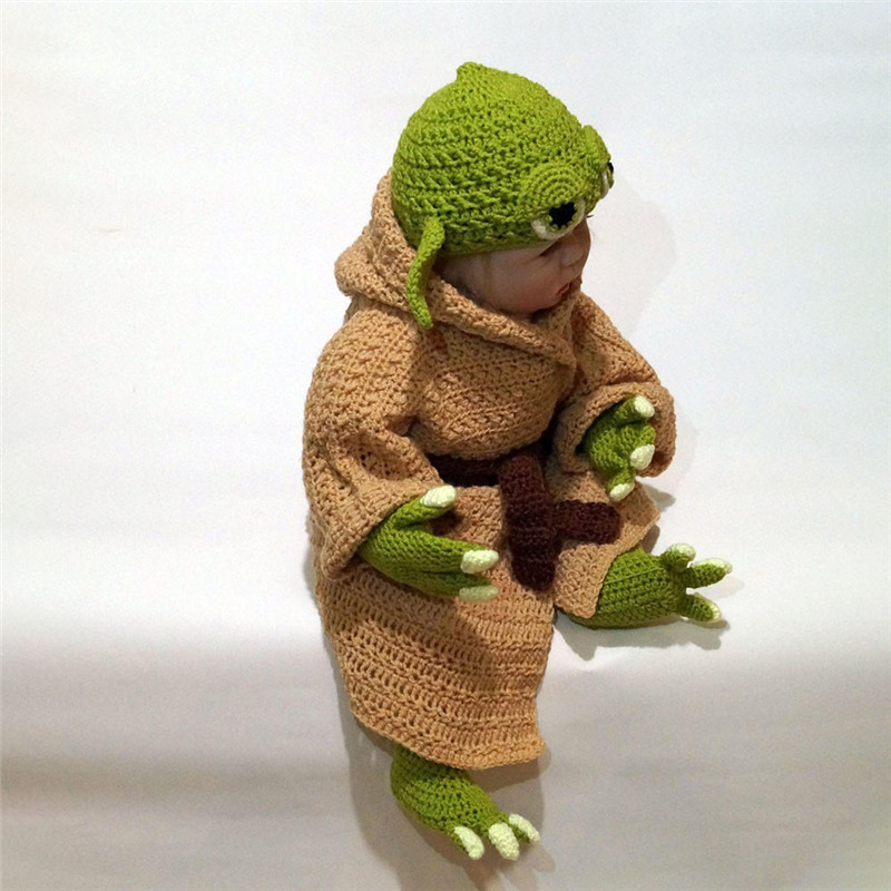 Halloween Dress Yoda Baby Hundred Days Photography Costume Yoda Knitted Five-Piece Knitted Photography Suit
