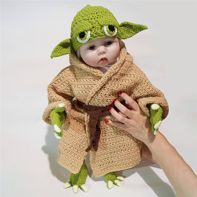 Halloween Dress Yoda Baby Hundred Days Photography Costume Yoda Knitted Five-Piece Knitted Photography Suit
