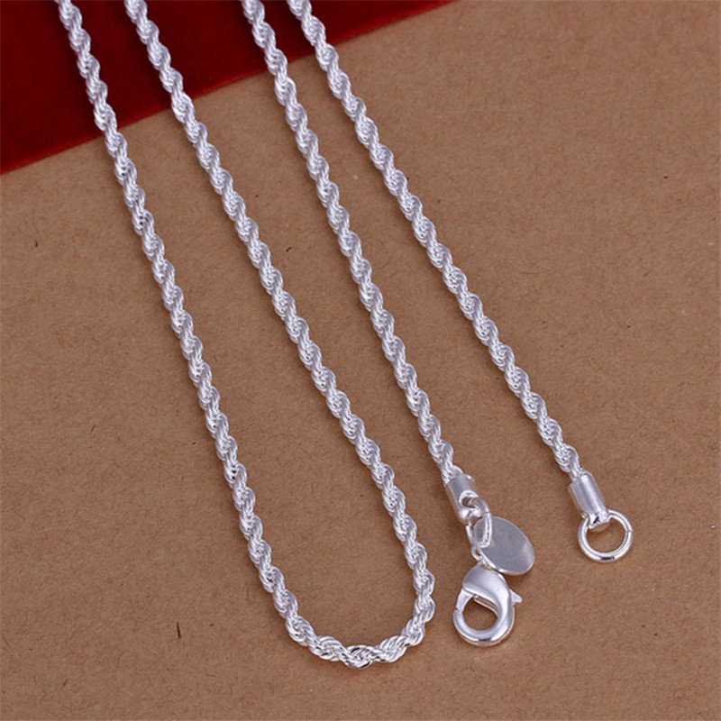 Wei bowl Korean trend personality twist chain fashion silver 3mm flash twisted rope necklace a generation of hair