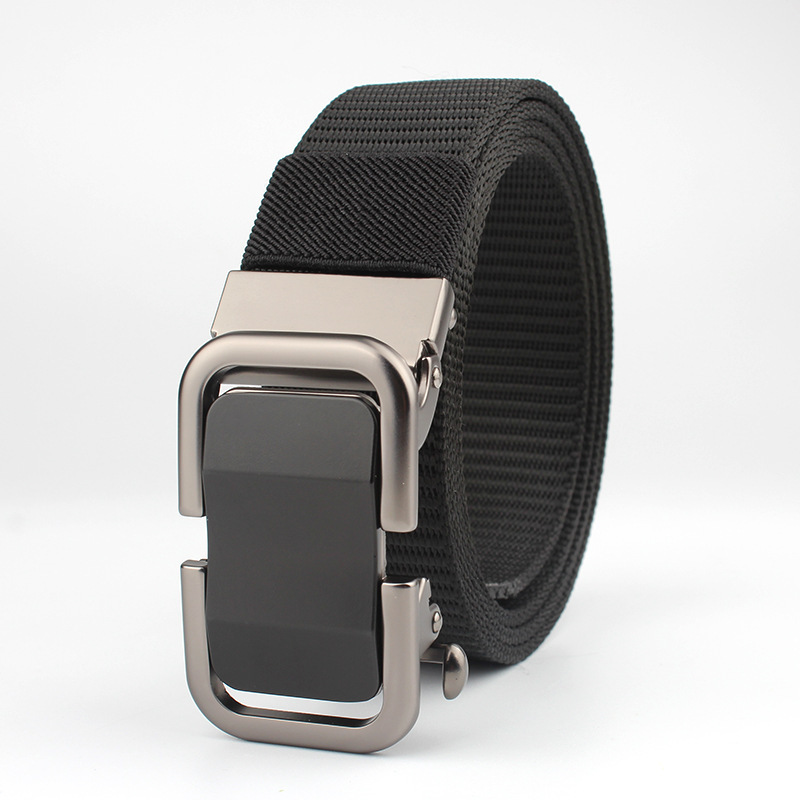 Automatic men's leather belt toothless alloy buckle nylon woven belt outdoor tactical casual canvas belt
