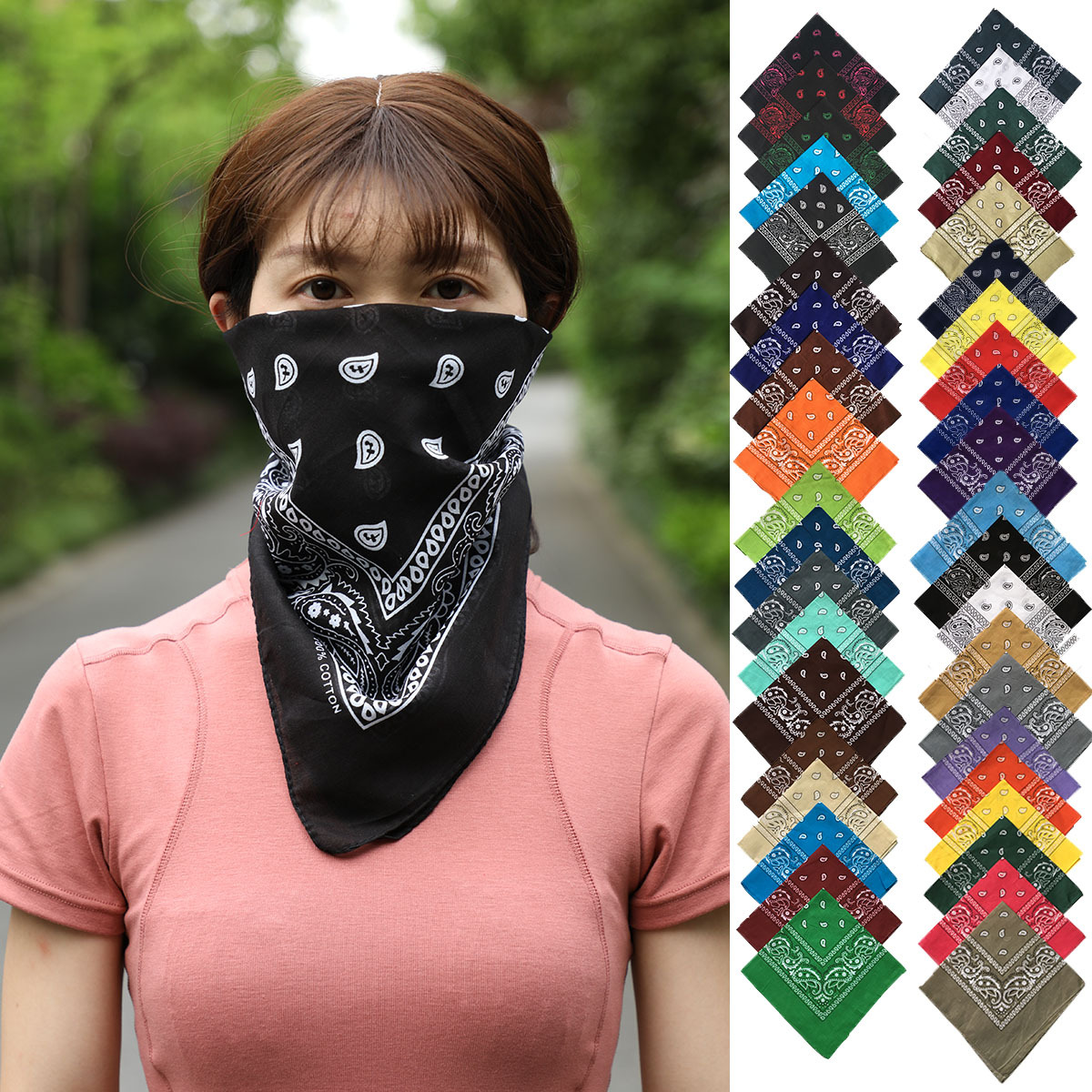 Cotton cashew flower amoeba square scarf outdoor sports hip hop Hip Hop Hip Hop square scarf riding Magic headscarf headband