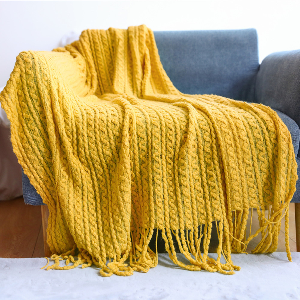 Sofa Blanket Knitted Blanket Nordic Sofa Towel Cover Cloth Tassel Wool Blanket Air Conditioning Blanket Nap Blanket Bed End Blanket