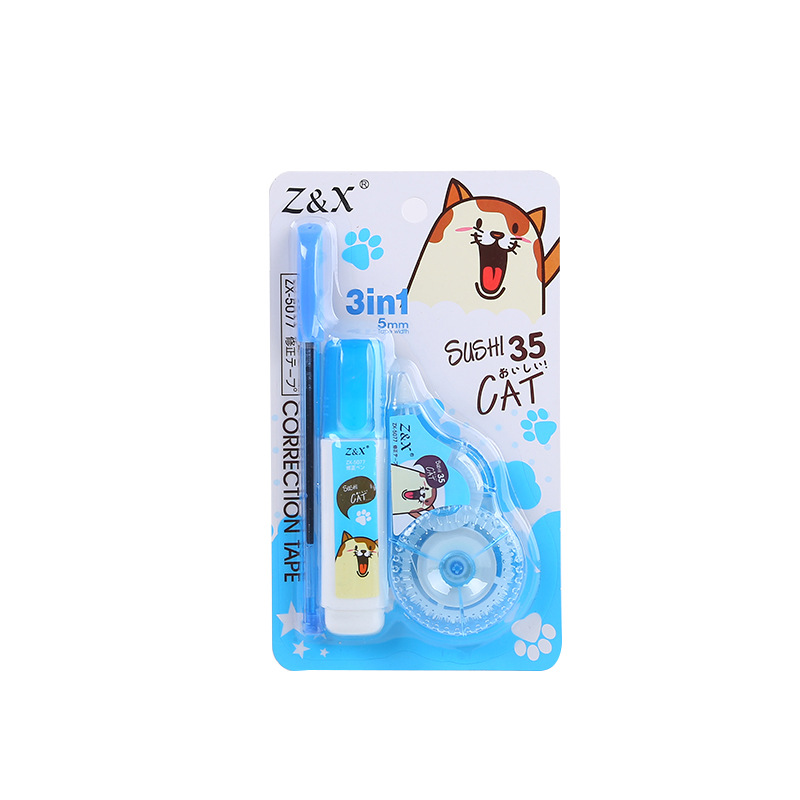 Cartoon correction tape 3 in 1 correction fluid creative student supplies ballpoint pen correction fluid set correction tape correction tape
