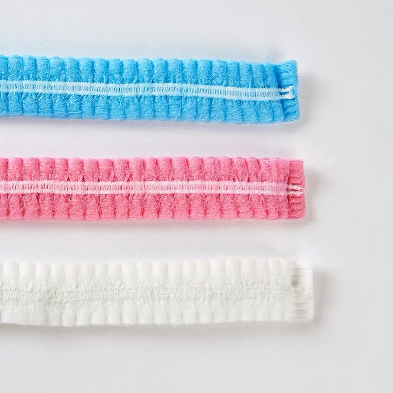 100 disposable hat non-woven headgear dustproof chef food factory workshop anti-hair blue strip cap