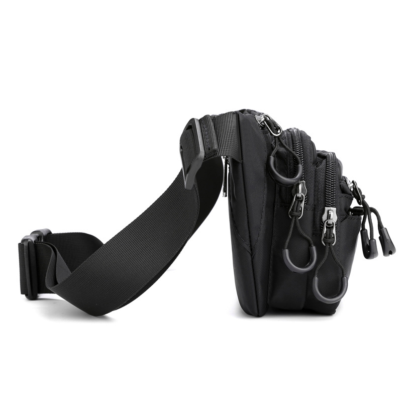 Men's simple multi-layer lightweight waterproof waist bag large capacity cash register wallet Oxford cloth bag mobile phone bag chest bag