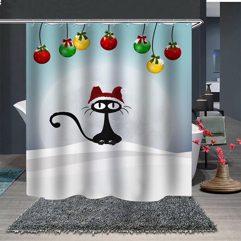 Nordic Christmas digital printing shower curtain partition curtain toilet waterproof mildew-proof padded polyester cloth a generation of hair