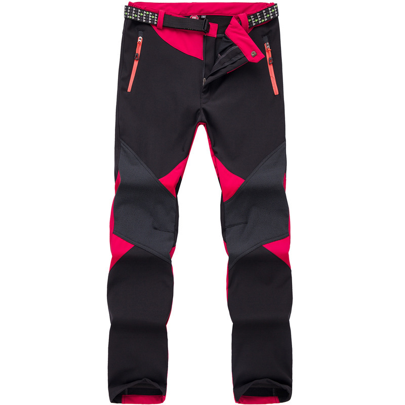 Cross-border Sports Outdoor Soft Shell Pants Charge Pants Women's Colorblock Climbing Pants Cold-proof Warm-proof Windproof Waterproof Riding Pants
