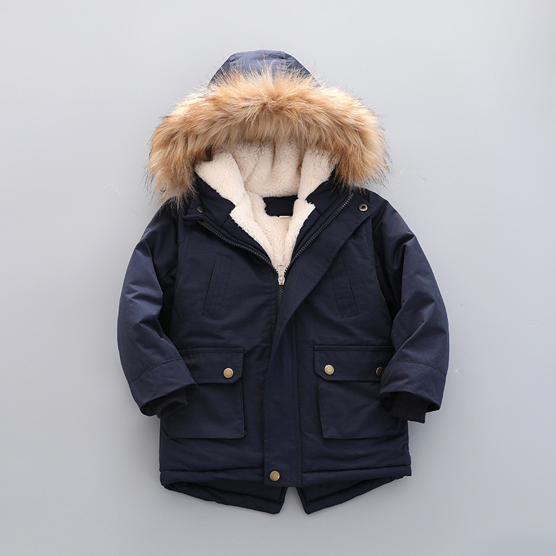 Foreign trade children's clothing plus velvet padded 2023 cotton-padded jacket winter New Fashion hooded boys cotton-padded jacket children's cotton-padded jacket