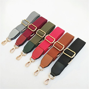 New solid color cotton ribbon with PU leather long shoulder strap adjustable shoulder crossbody bag accessories bag strap Western style strap