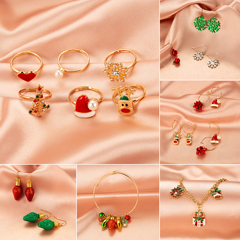 Christmas ornaments creative Christmas tree earrings simple snowman bell earrings female cross-border happy holiday accessories