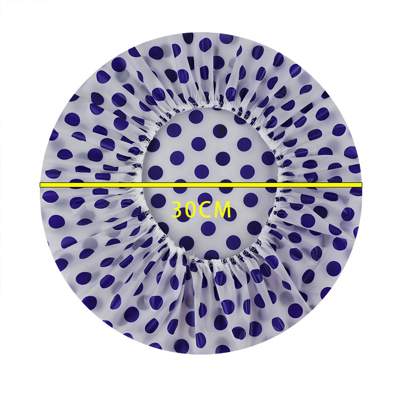 亚马逊单层防水peva点点印花防水浴帽洗澡加大卫浴帽女长发浴帽