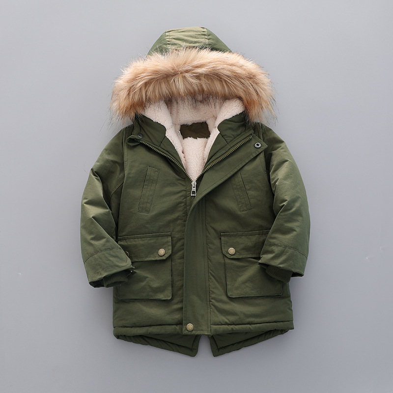 Foreign trade children's clothing plus velvet padded 2023 cotton-padded jacket winter New Fashion hooded boys cotton-padded jacket children's cotton-padded jacket