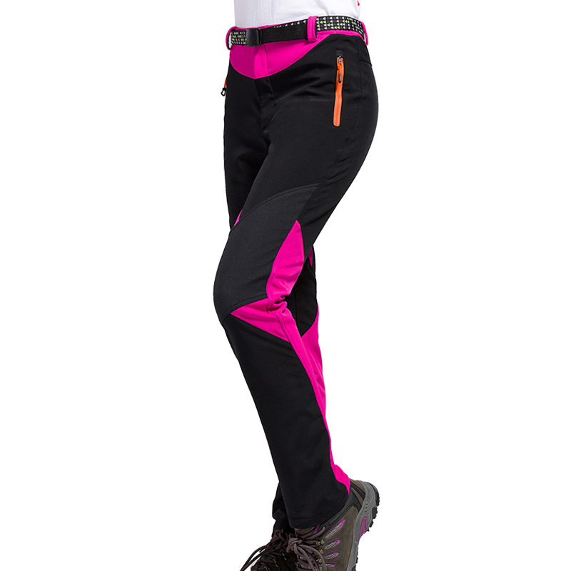 Cross-border Sports Outdoor Soft Shell Pants Charge Pants Women's Colorblock Climbing Pants Cold-proof Warm-proof Windproof Waterproof Riding Pants