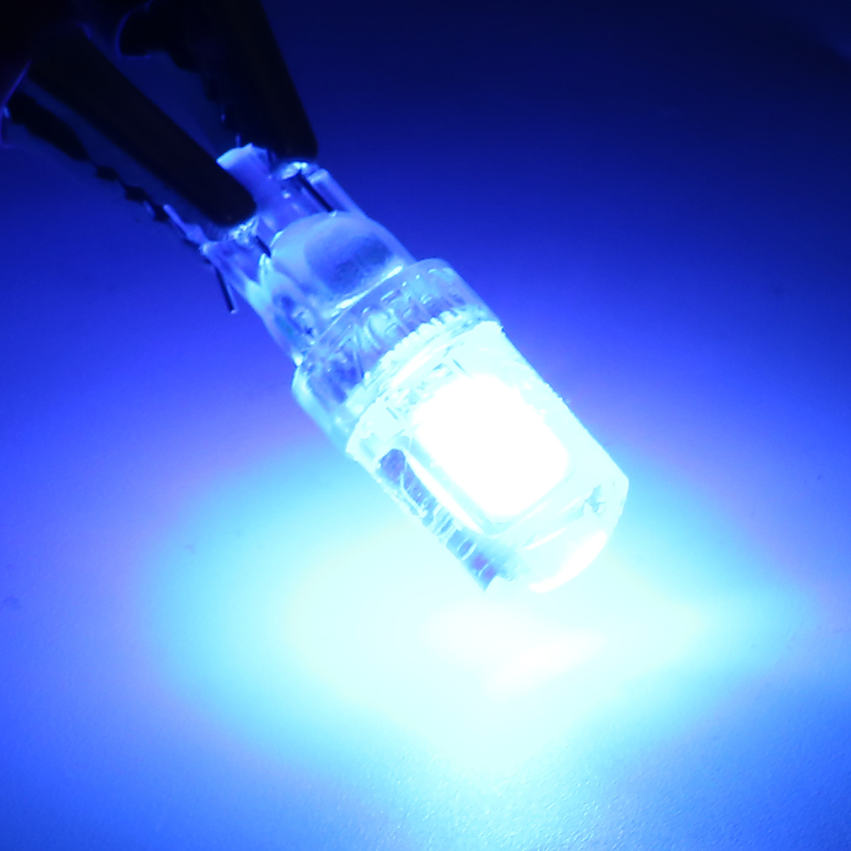 Car T10 width light COB transparent crystal integrated highlight silicone Crystal license plate light work light ice blue