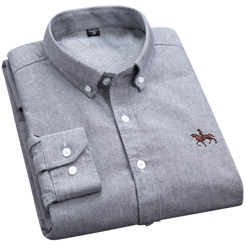 [38-46 large size Cotton] new men's long sleeve Oxford shirt young and middle-aged Ma Biao men's wholesale generation