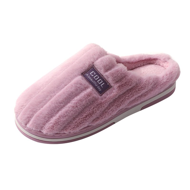 Autumn and Winter Cotton Slippers for Women Couple Home Indoor Warm Plush Slippers for Men Anti-slip Thick Cotton Slippers for Winter