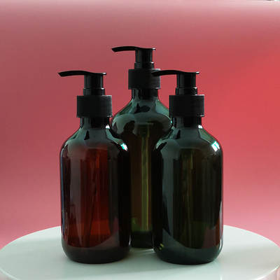 Hotel shower gel shampoo bottle 500ml round shoulder sub-bottle massage essential oil bottle pet Brown lotion pump bottle